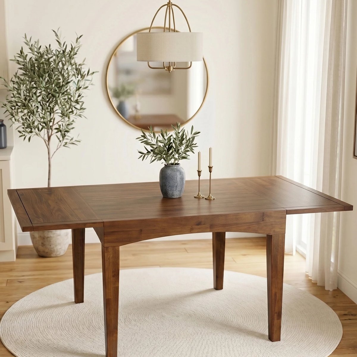 Juliet 90-180cm Walnut Dining Table - Square Extendable Rectangular Top