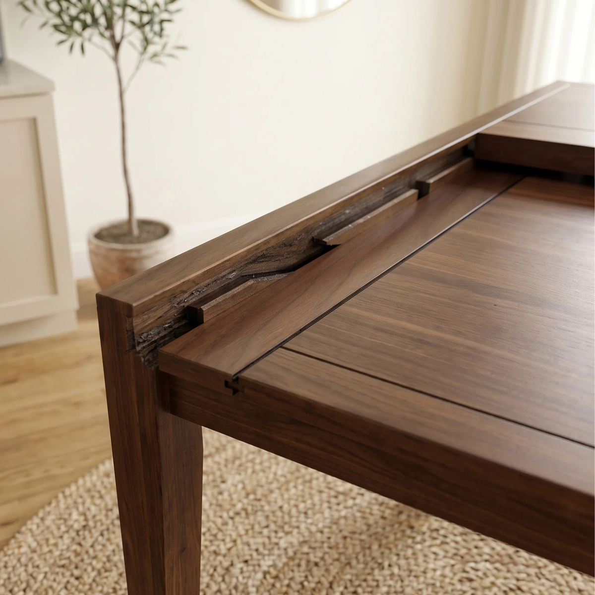 Juliet 90-180cm Walnut Dining Table - Square Extendable Rectangular Top