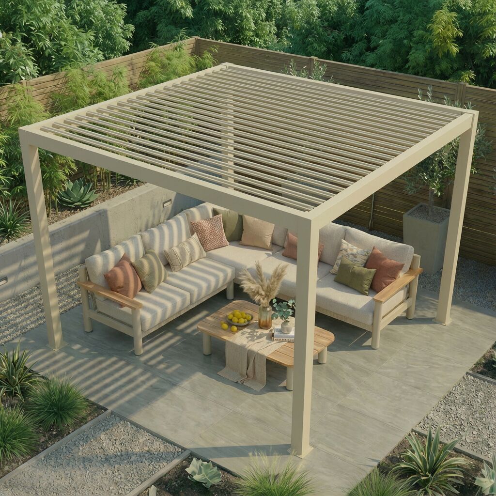 Juno Latte Pergola Aluminium Rectangular 3m x 3m - Frame Only