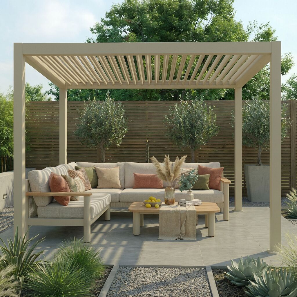 Juno Latte Pergola Aluminium Rectangular 3m x 3m - Frame Only