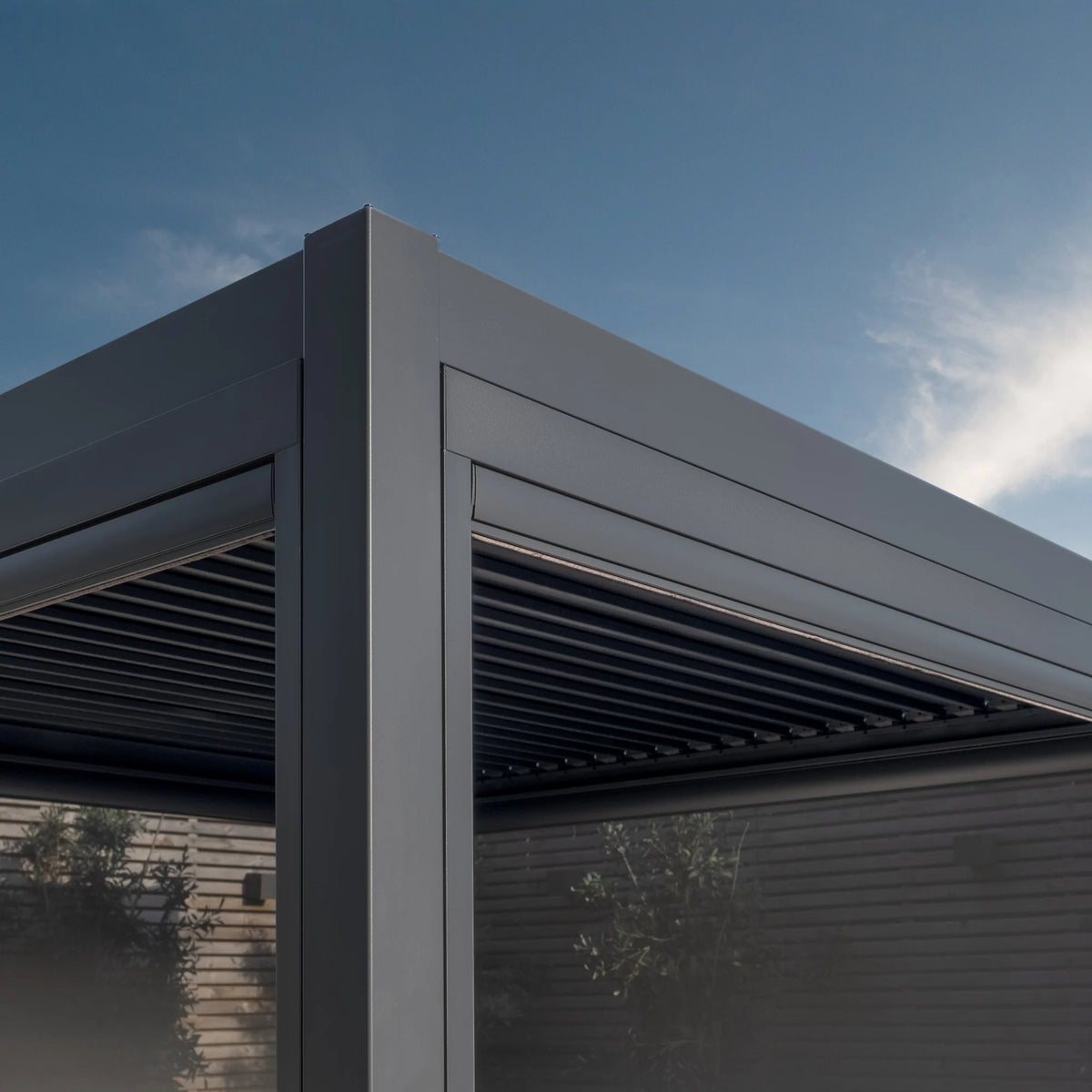 Juno Pergola Aluminium Rectangular 3m x 3m with Side Panels - Grey