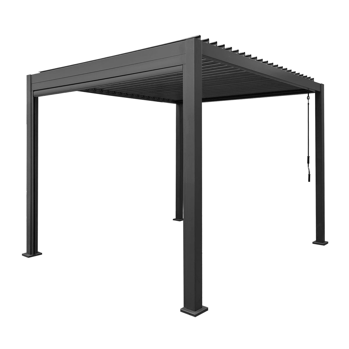 Juno Pergola Aluminium Rectangular 3m x 3m with Side Panels - Grey