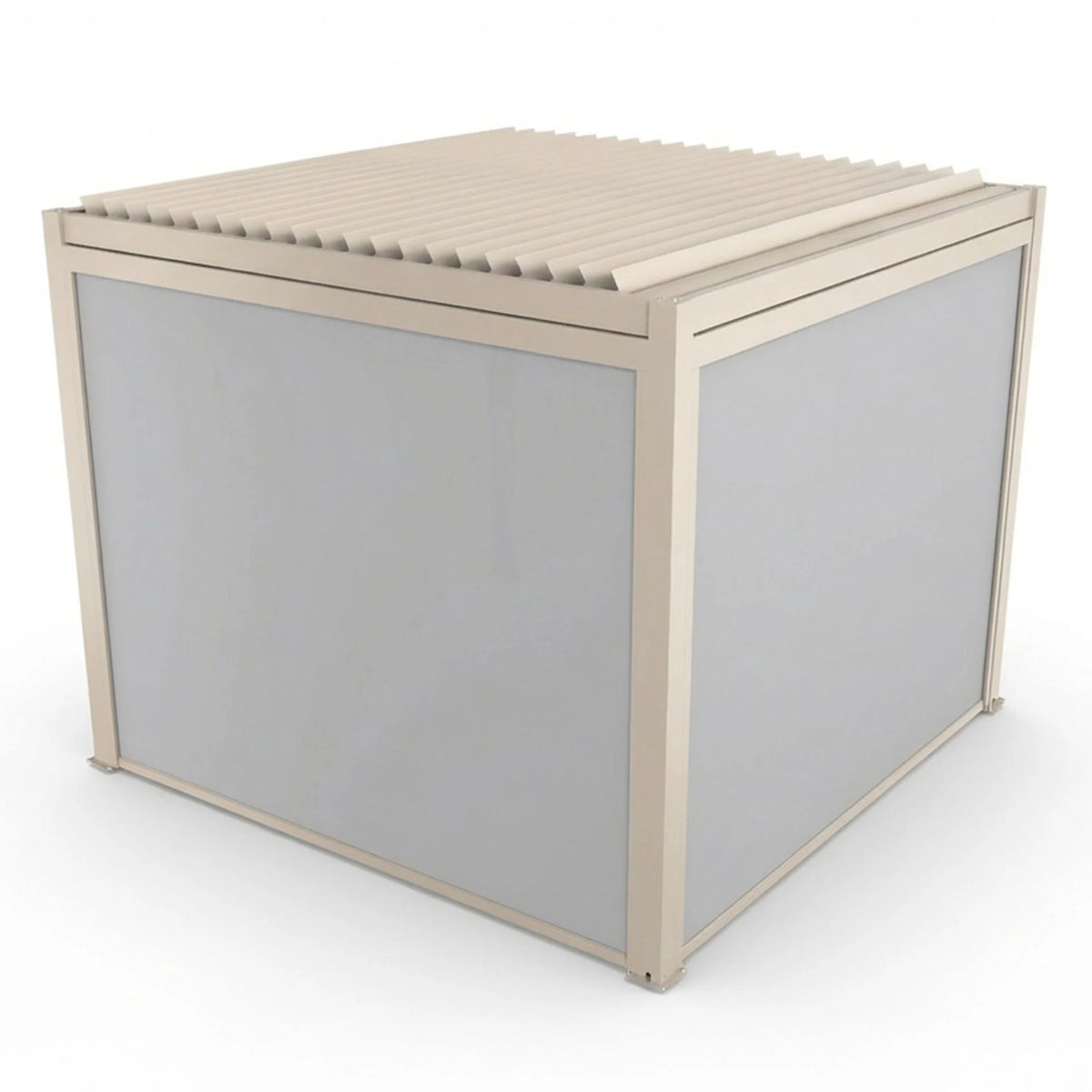 Juno Pergola Aluminium Rectangular 3m x 3m with Side Panels - Latte