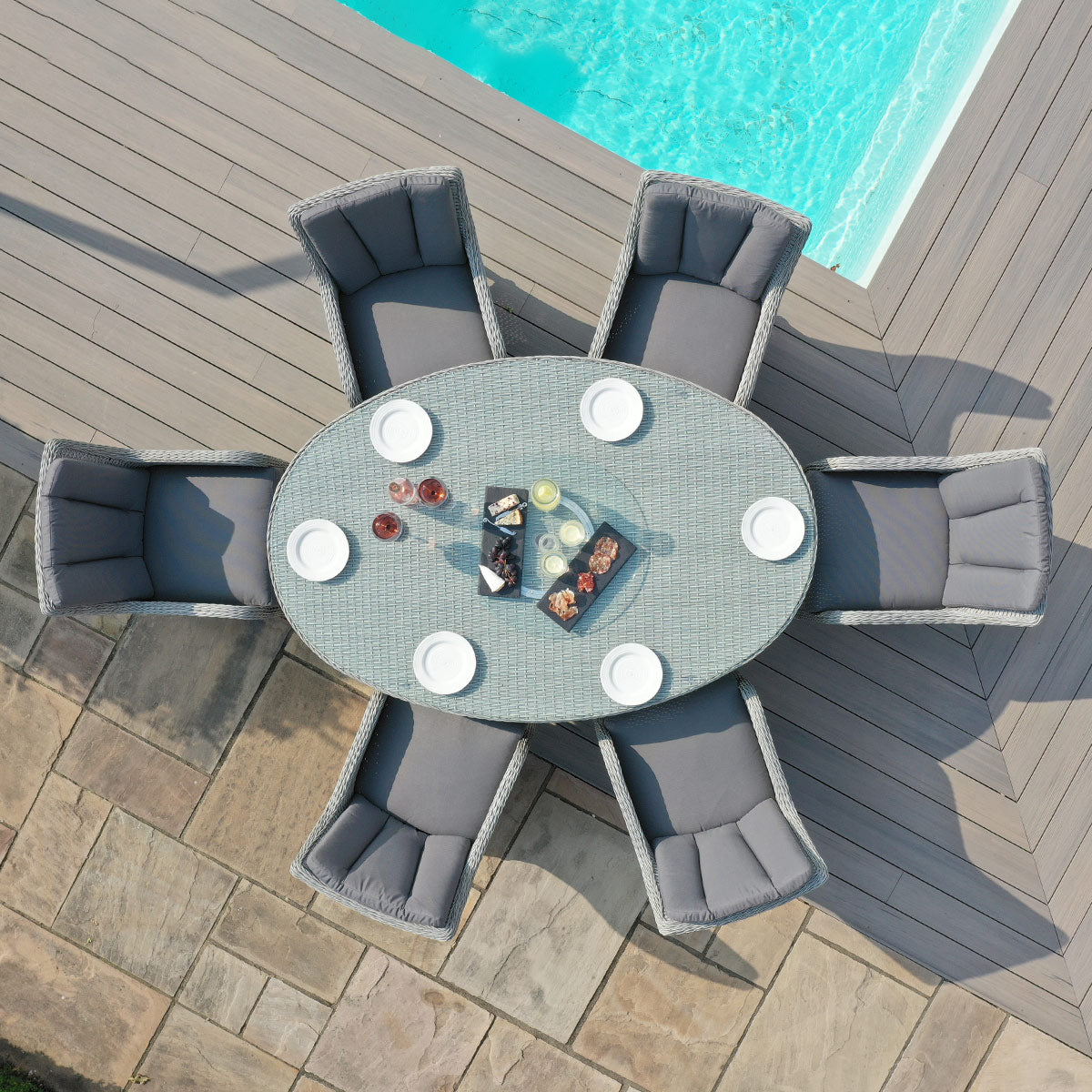 cartmel outdoor rattan 6 seat oval dining set with lazy susan