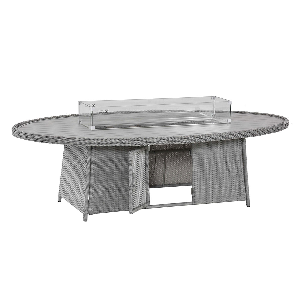 cartmel outdoor rattan 8 seat dining set with oval fire pit table