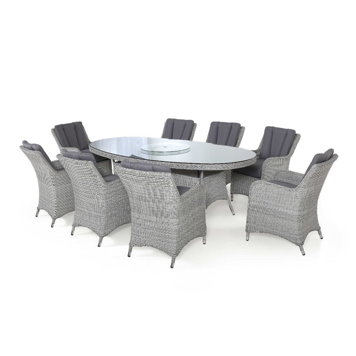 cartmel outdoor rattan 8 seat oval dining set with lazy susan