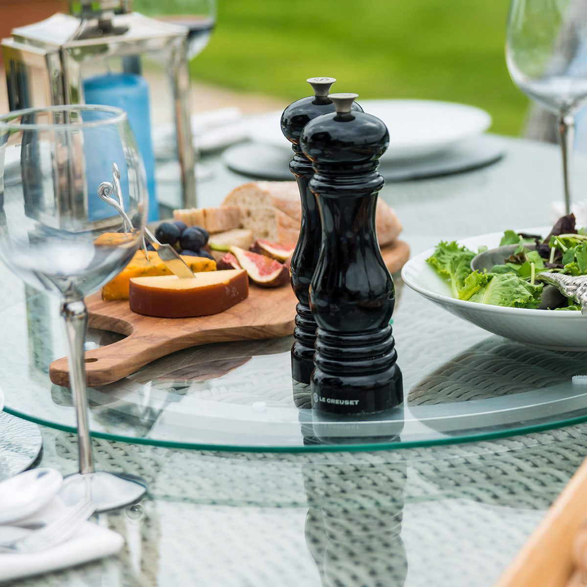 grasmere outdoor rattan 8 seat round dining set with venice chairs, ice bucket & lazy susan