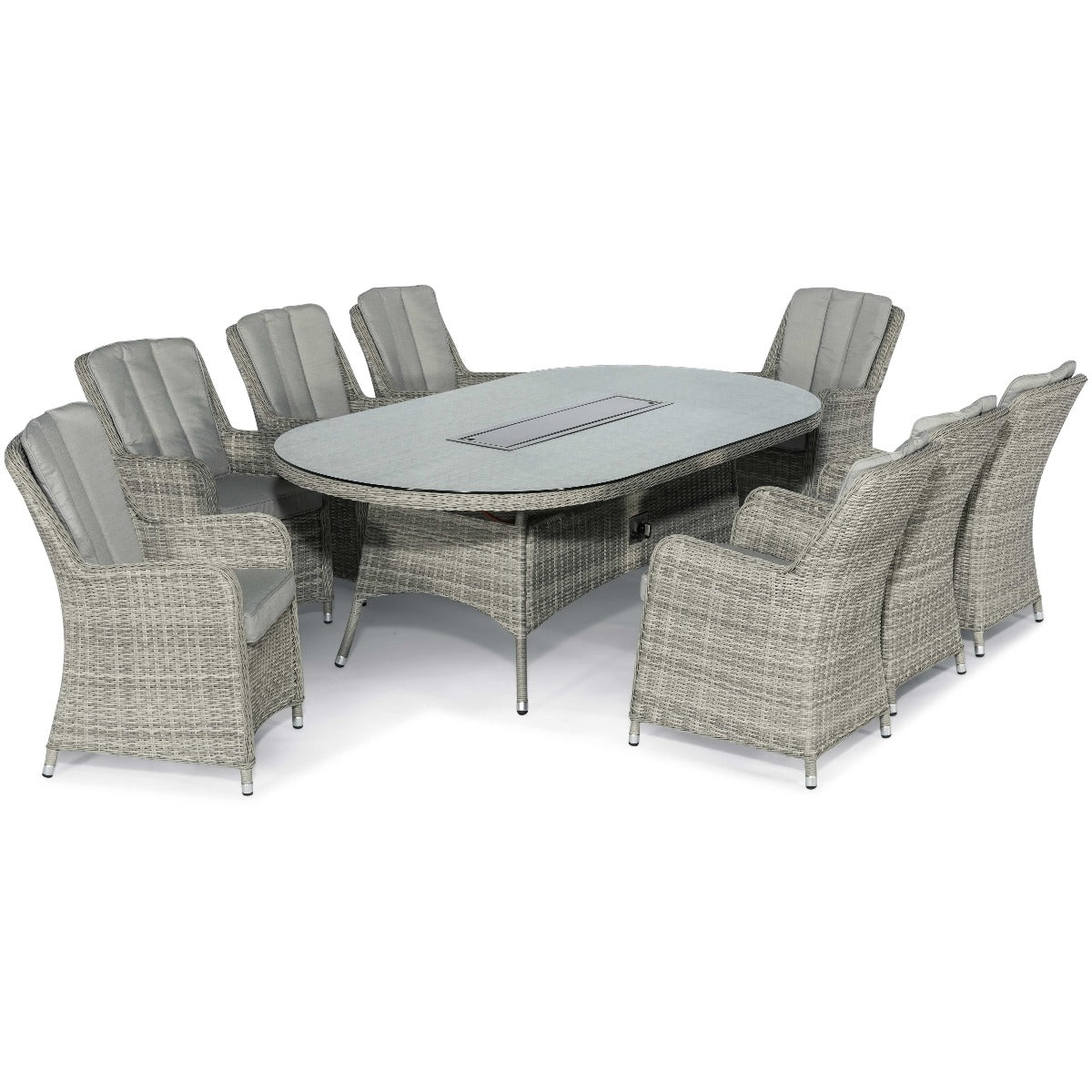 grasmere outdoor rattan 8 seat dining set with oval fire pit table