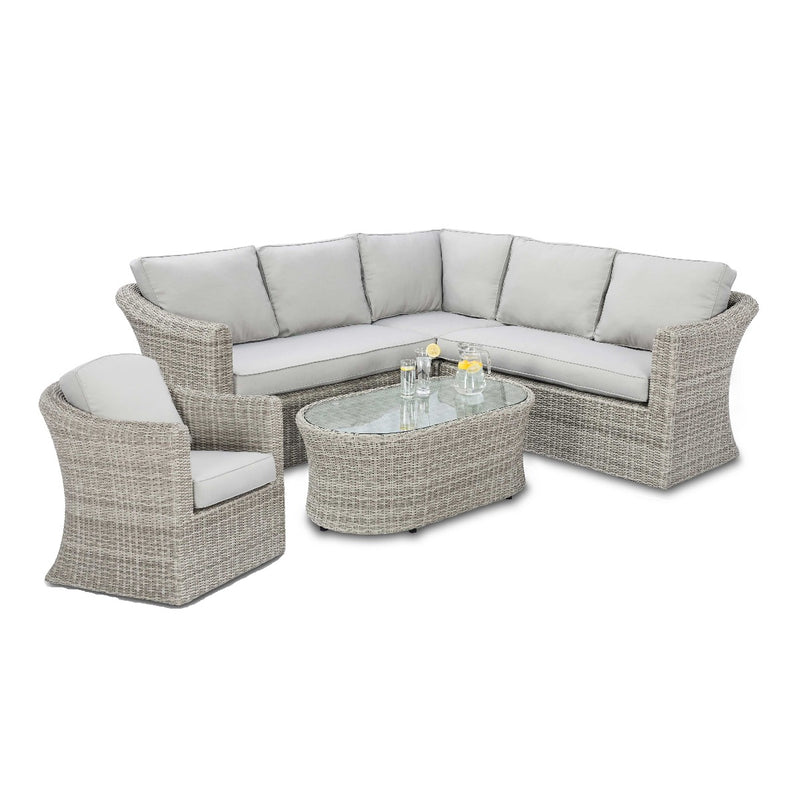 grasmere outdoor rattan small corner sofa & chair with oval coffee table