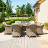 Windemere Outdoor Rattan 6 Seat Dining Set with Oval Fire Pit Table