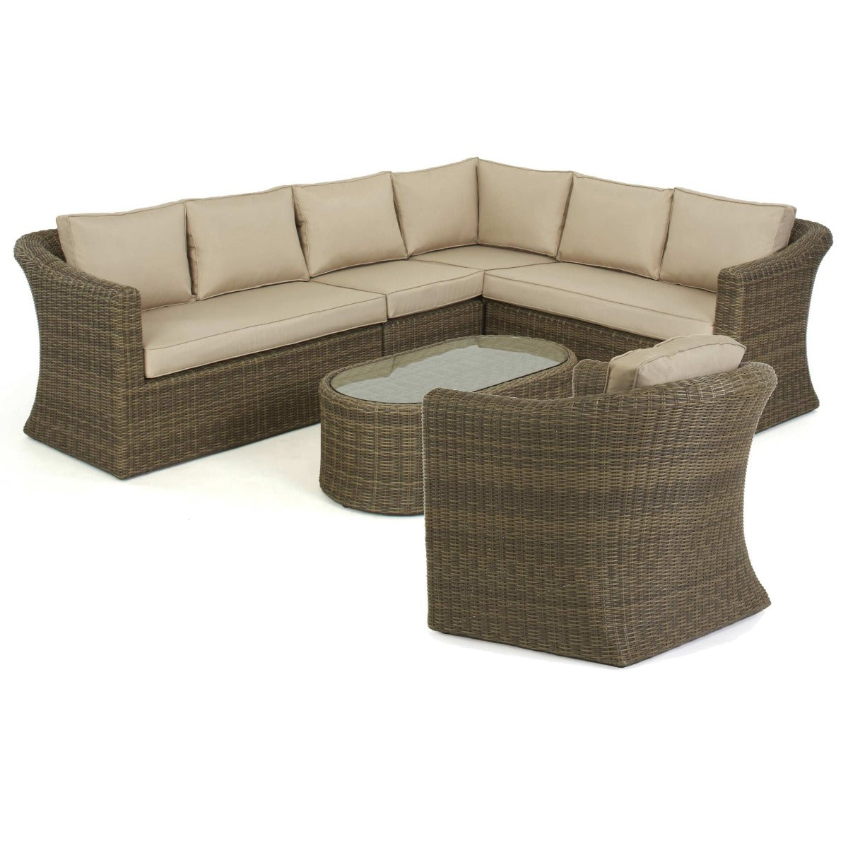 windemere outdoor rattan large corner sofa & chair with oval coffee table