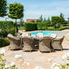Windemere Outdoor Rattan 8 Seat Dining Set with Oval Fire Pit Table