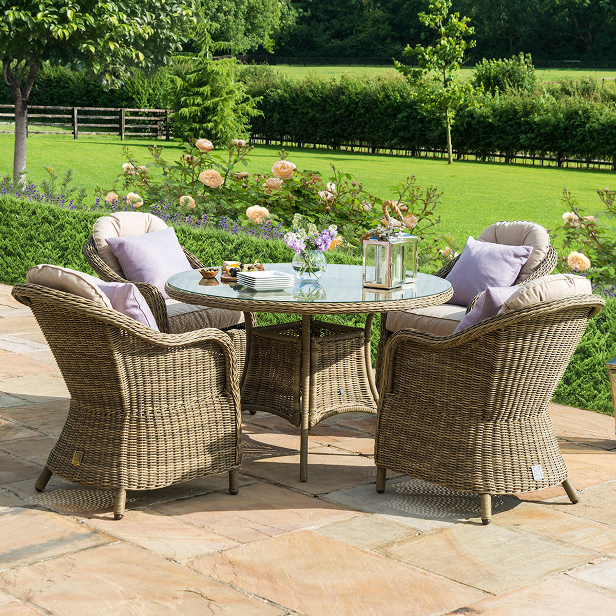 windemere outdoor rattan 4 seat dining set