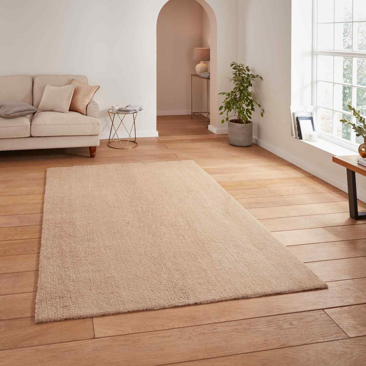 eco washable shaggy rug in beige 3 sizes available