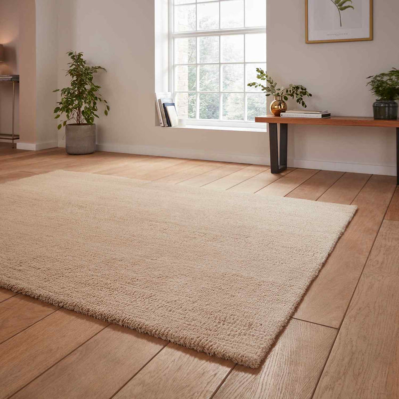 eco washable shaggy rug in beige 3 sizes available