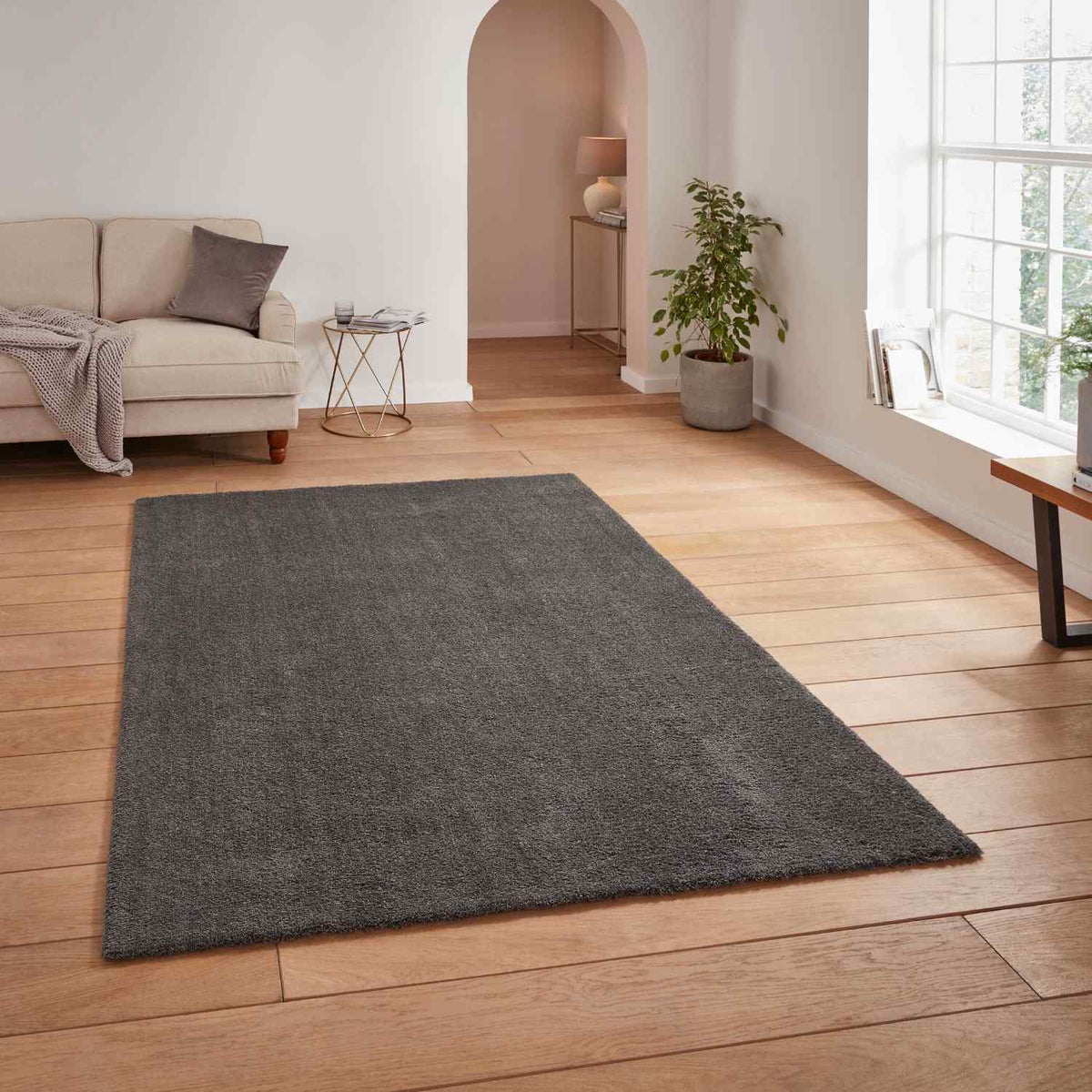 eco washable shaggy rug in charcoal 3 sizes available