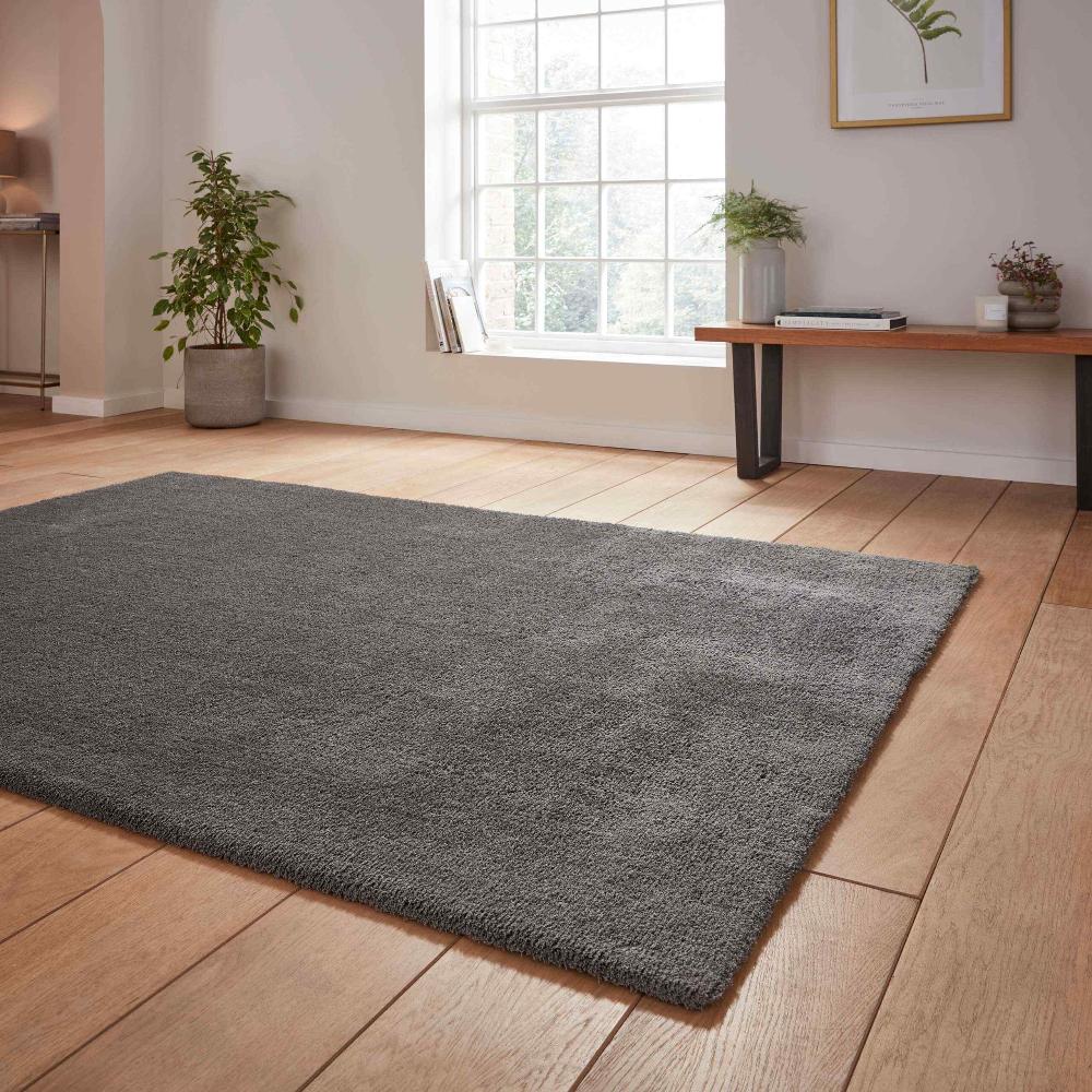 eco washable shaggy rug in charcoal 3 sizes available