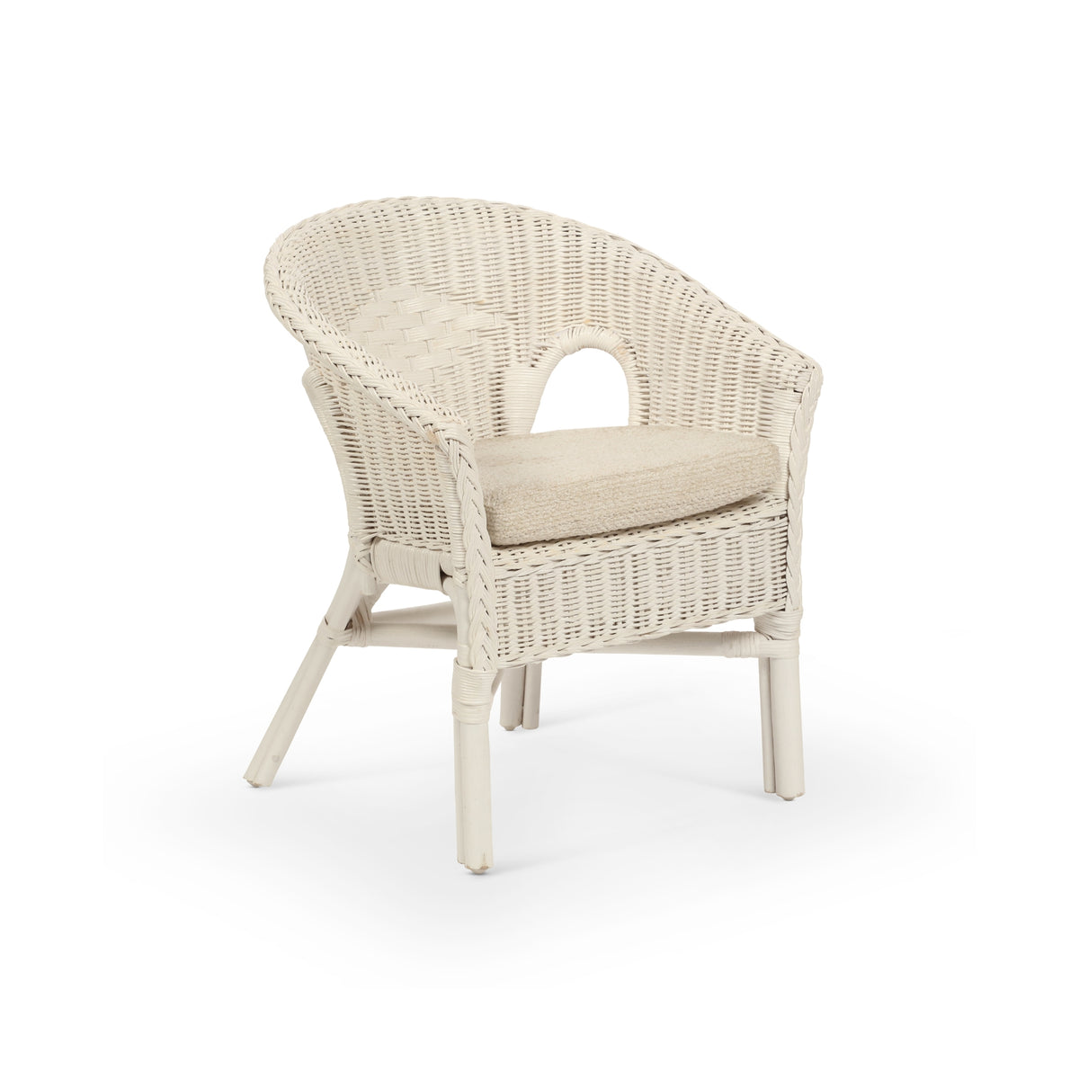 Kids Wicker Loom Chair with Cushion - White