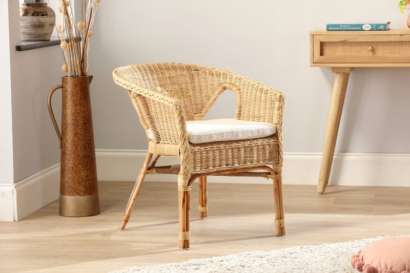 adults wicker loom chair with cushion natural