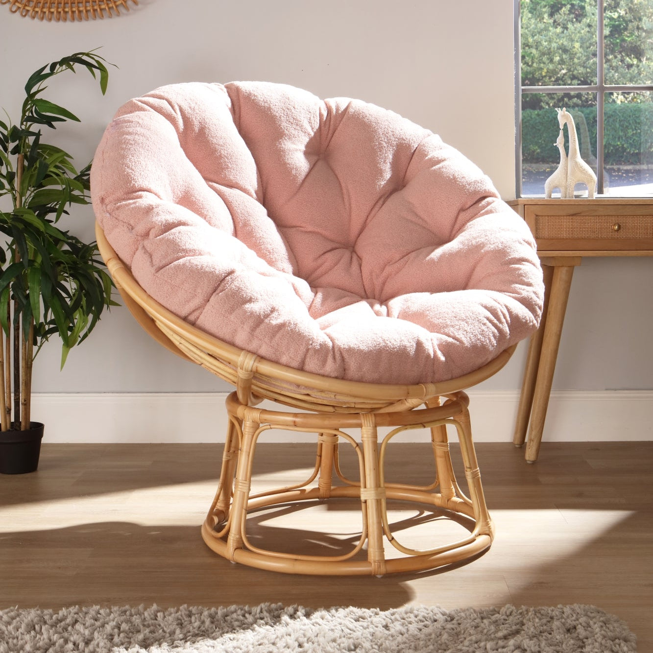 Fluffy Ivory Mongolian Faux Fur Papasan Cushion Faux Fur Seat