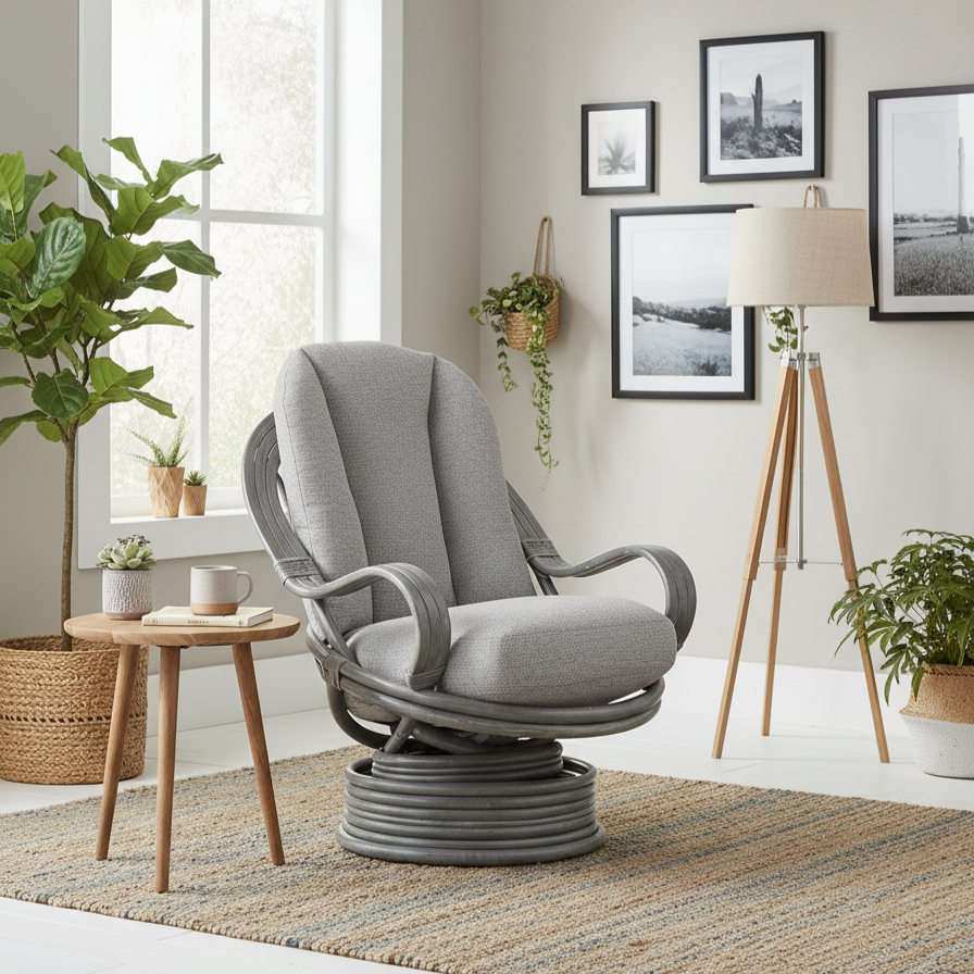 Grey Laminated Swivel Rocker in Alba Dusk