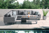 Aruba Outdoor Fabric Large Patio Corner Sofa Set with Fire Pit Coffee Table - All Weather Sunbrella Fabric