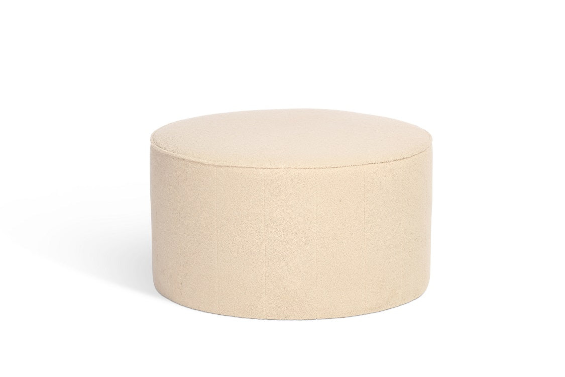 Large Boucle Round Footstool Pouffe - UK Made