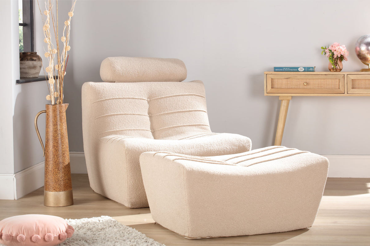 Desser Cozy Cream Boucle Footstool