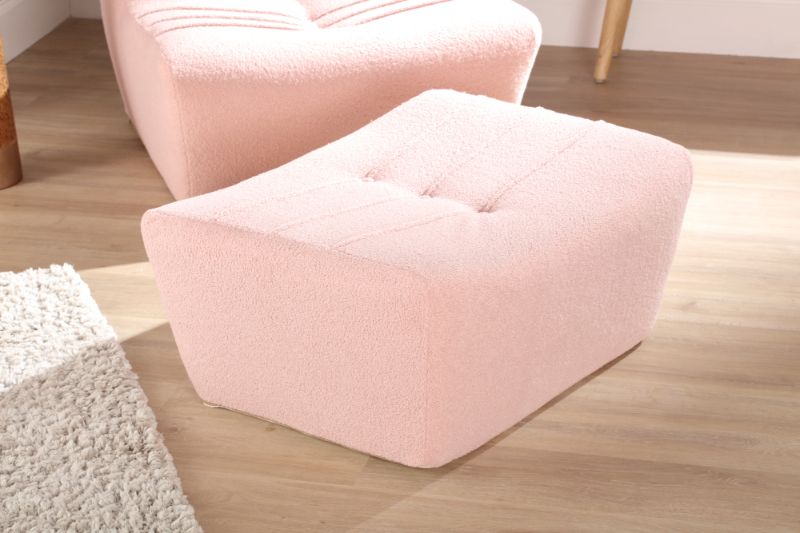 Pink Boucle Footstool UK Crafted