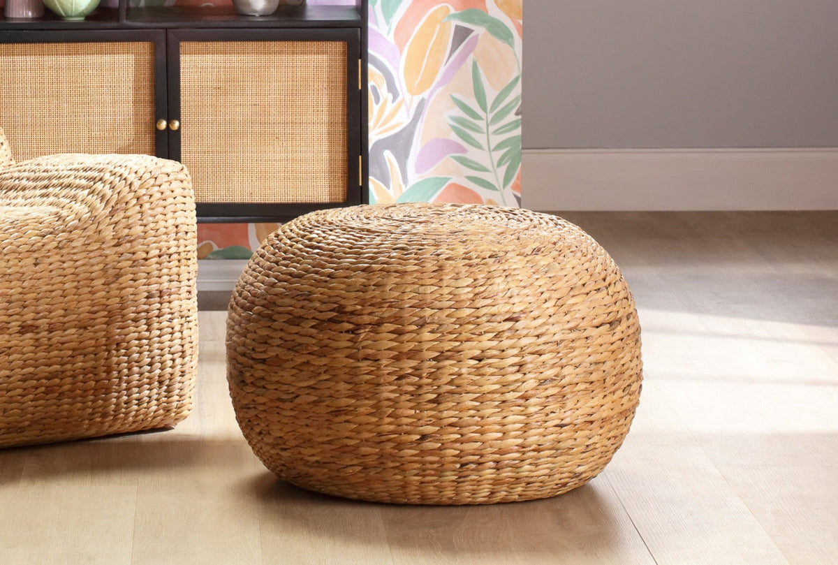 danish rattan footstool pouffe