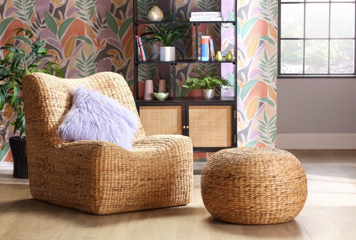 danish rattan armless chair