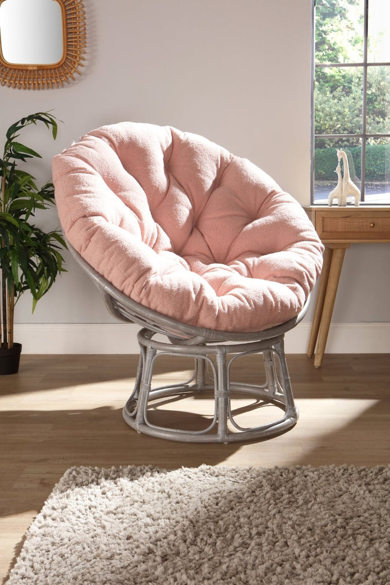 papasan grey chair in powder pink