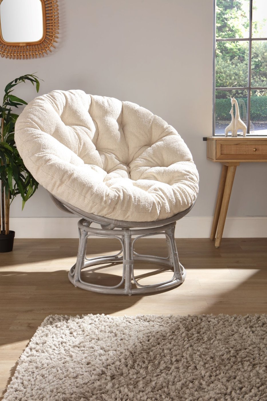 papasan grey chair in vanilla