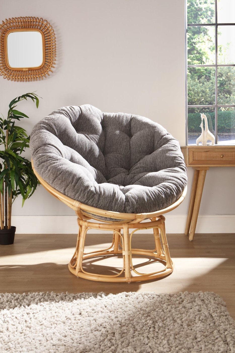 papasan natural chair in slate