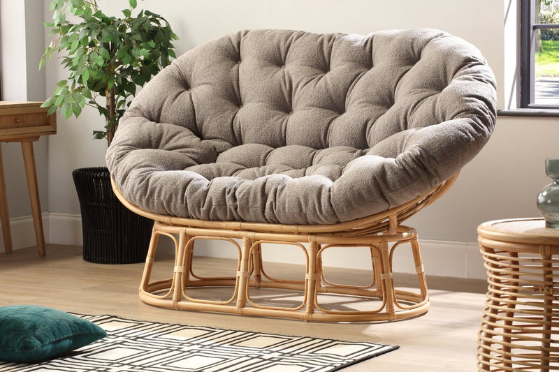 papasan natural sofa in shadow grey