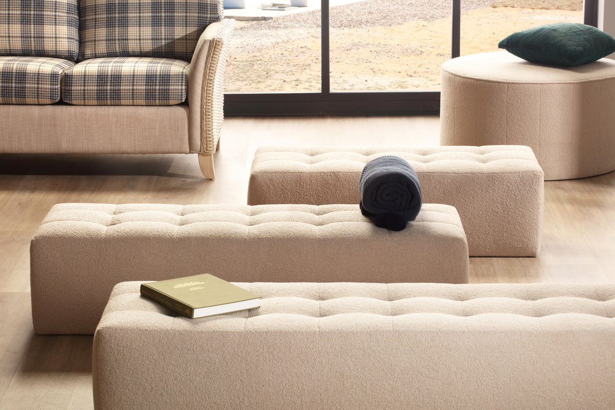 Small Ottoman Rectangular Footstool Bench - UK Made - H33cm x W110cm x D50cm