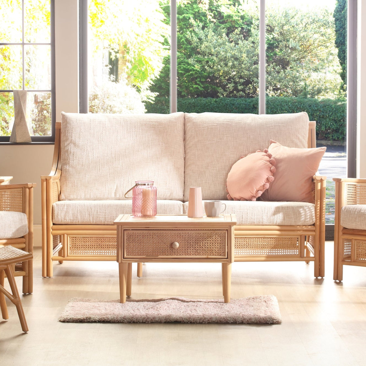 Chester Rattan 3-Seater Sofa, Natural