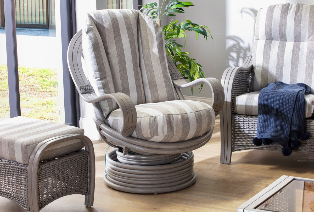 Turin Grey Laminated Rattan Swivel Rocker