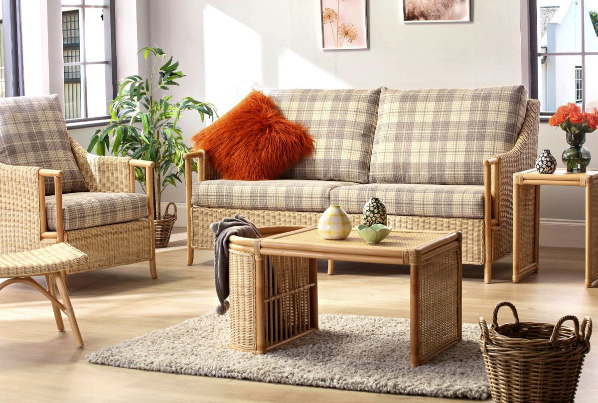 Eden Natural Cane 3 Seater Sofa