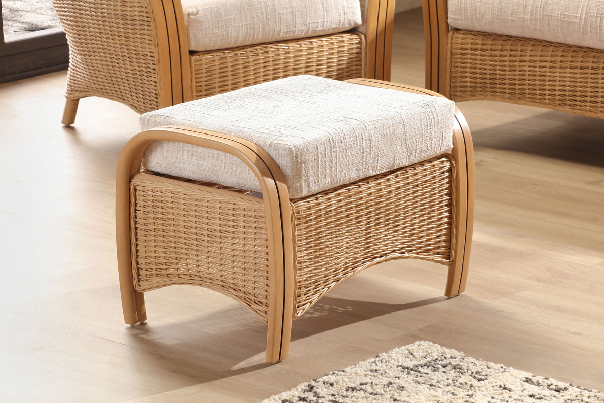 Handcrafted Rattan Footstool - Natural Beige | Desser