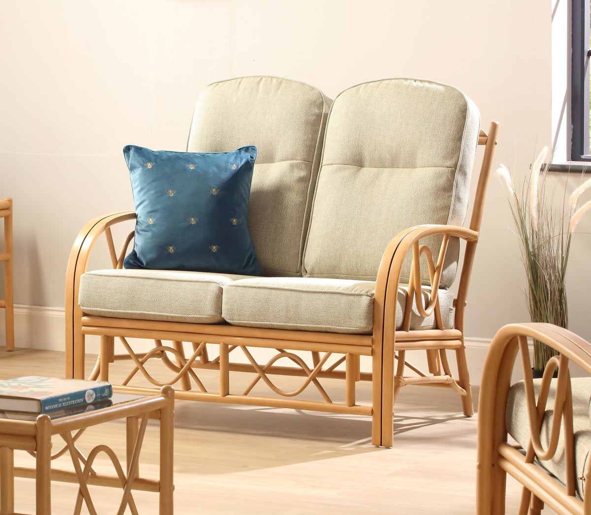 Bali Light Oak Cane 2 Seater Sofa