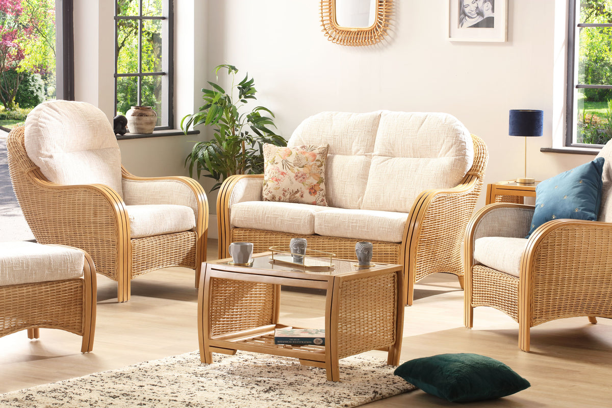 Desser Centurion Rattan Footstool - Modern Natural Beige