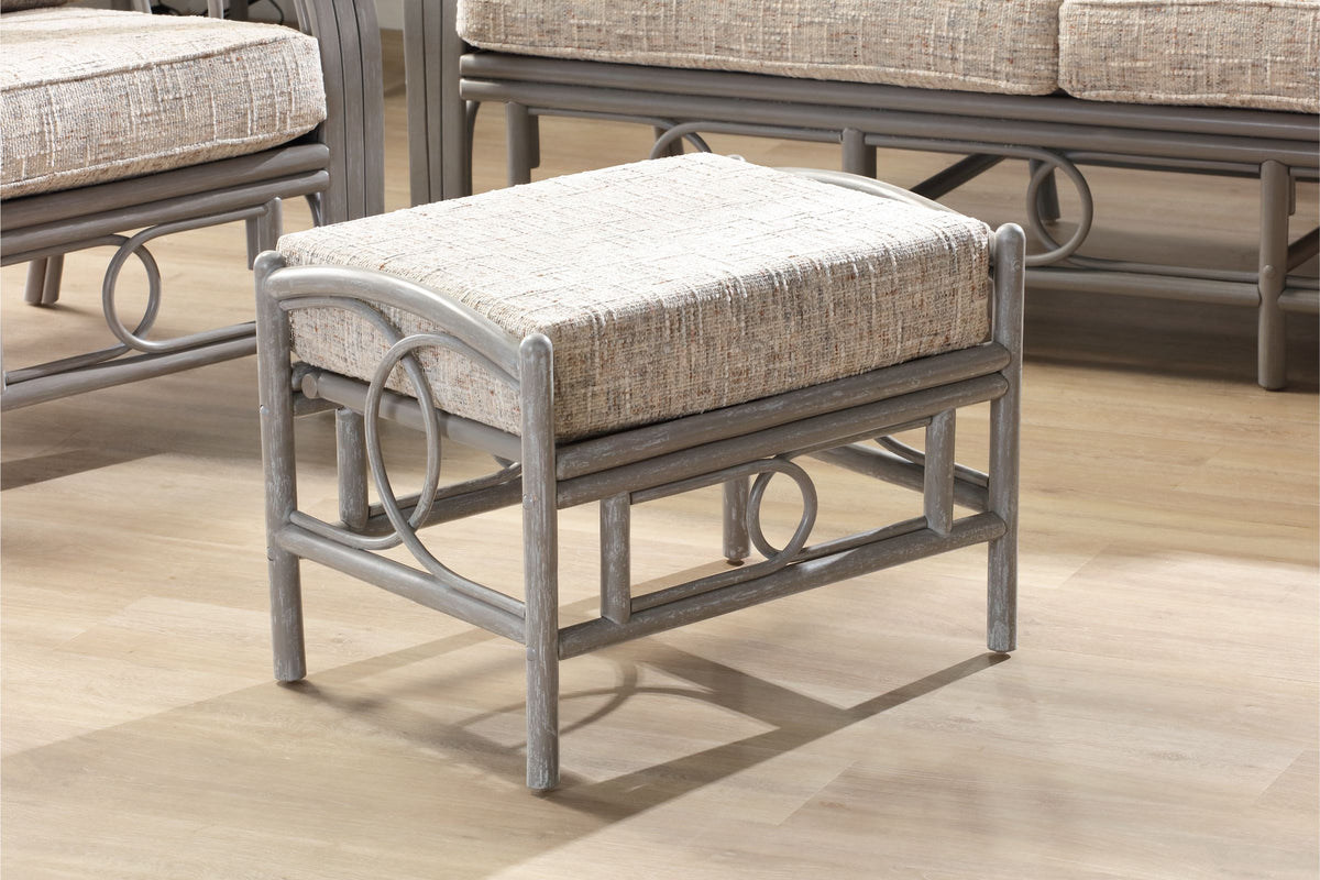 Madrid Grey Wash Cane Footstool