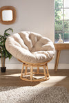 Natural Rattan Papasan Chair Cream Boucle Vanilla