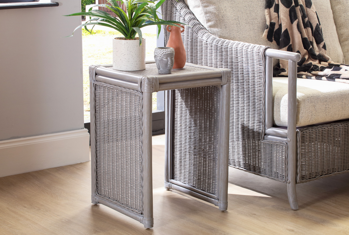 Eden Grey Cane Lamp Table