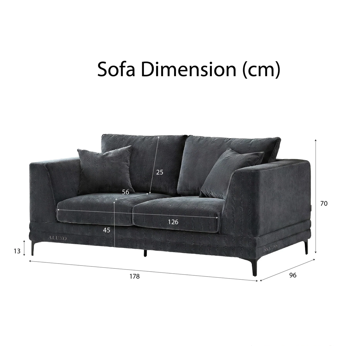 Linden 2-Seater Compact Sofa in Steel Velvet