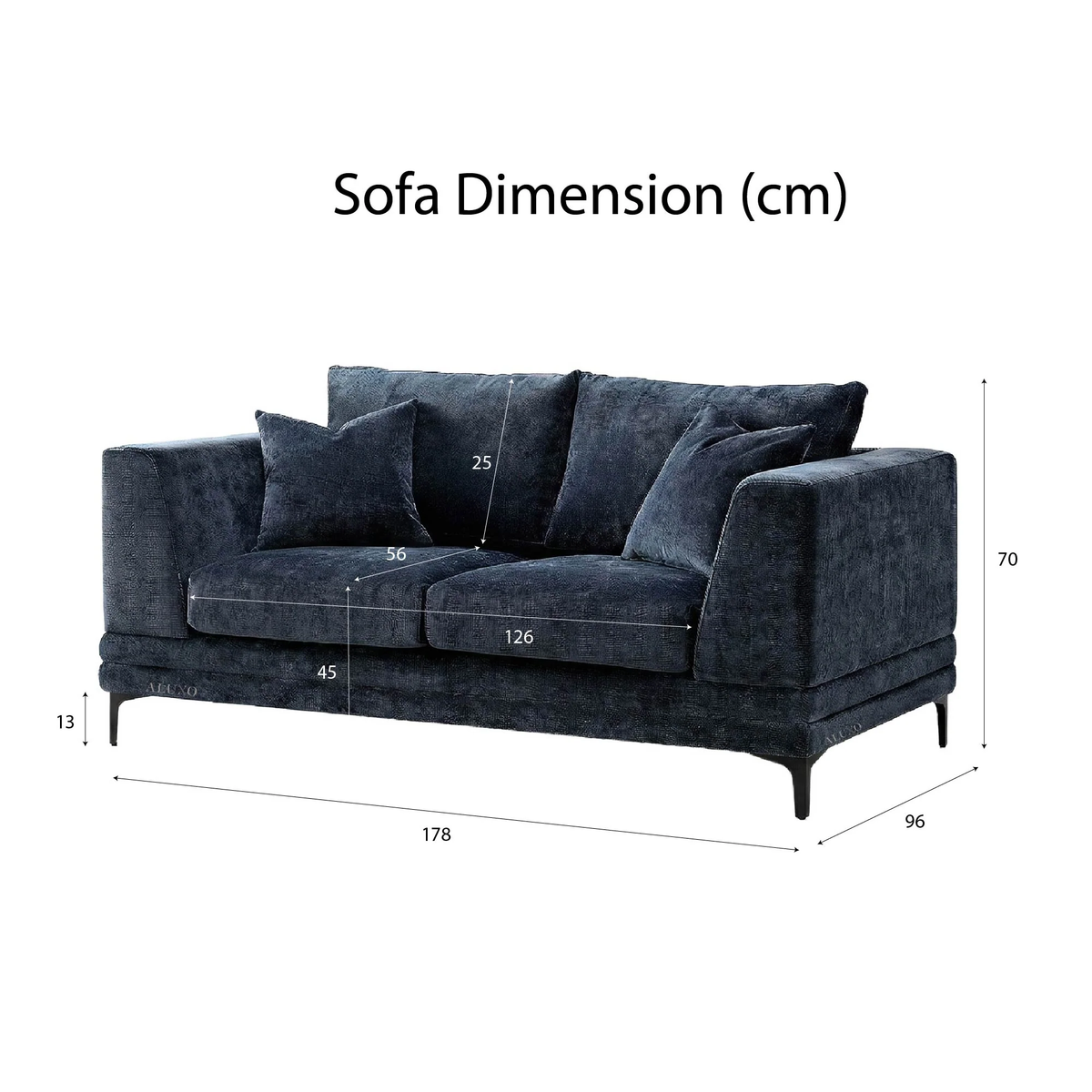 Linden 2-Seater Sofa in Aegean Blue Velvet