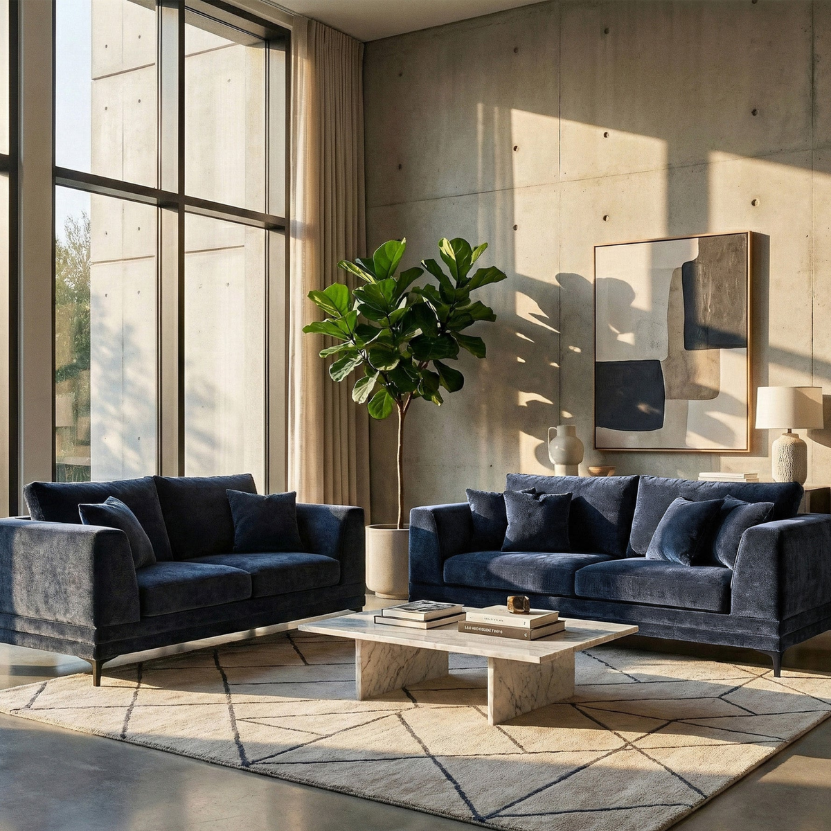 Linden 3-Seater Sofa in Aegean Blue Velvet