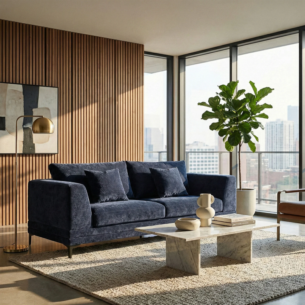 Linden 3-Seater Sofa in Aegean Blue Velvet
