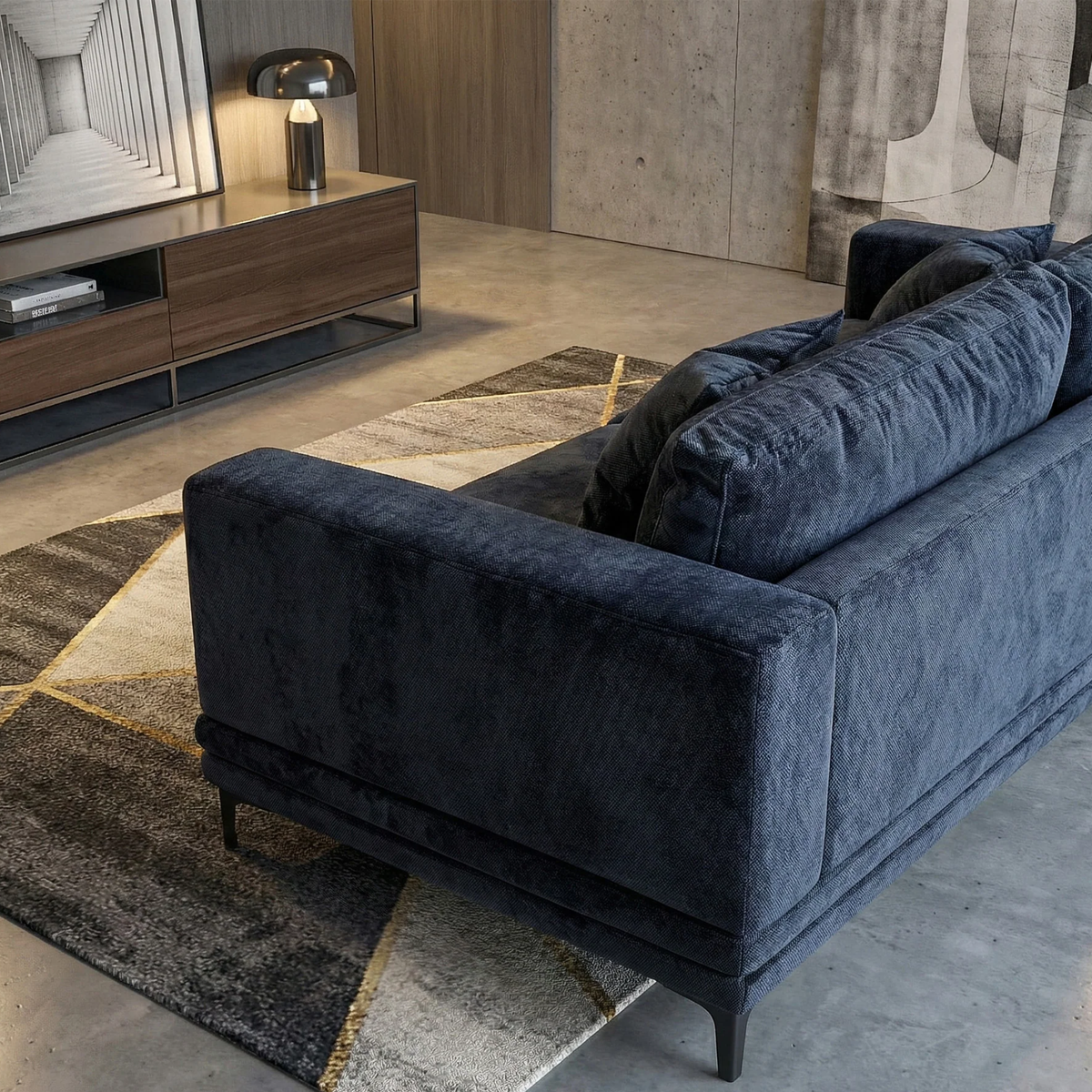 Linden 3-Seater Sofa in Aegean Blue Velvet